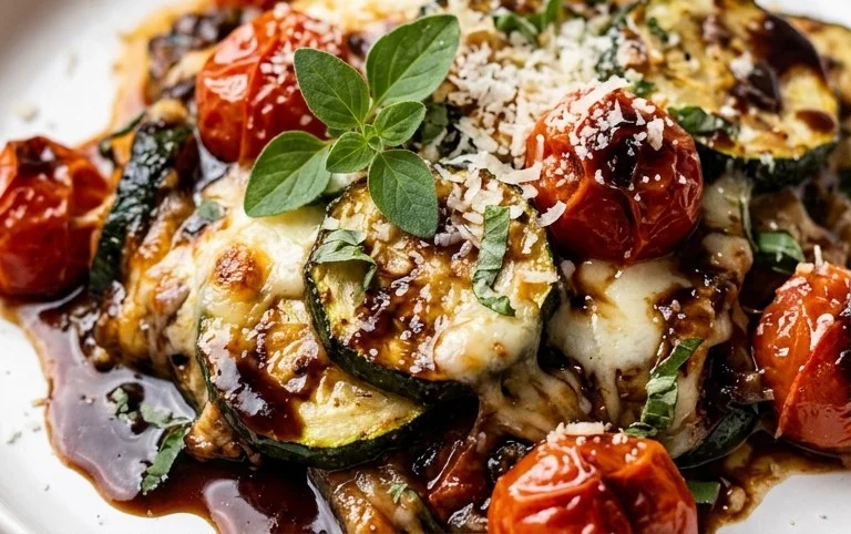 Balsamic Zucchini Tomato Bake